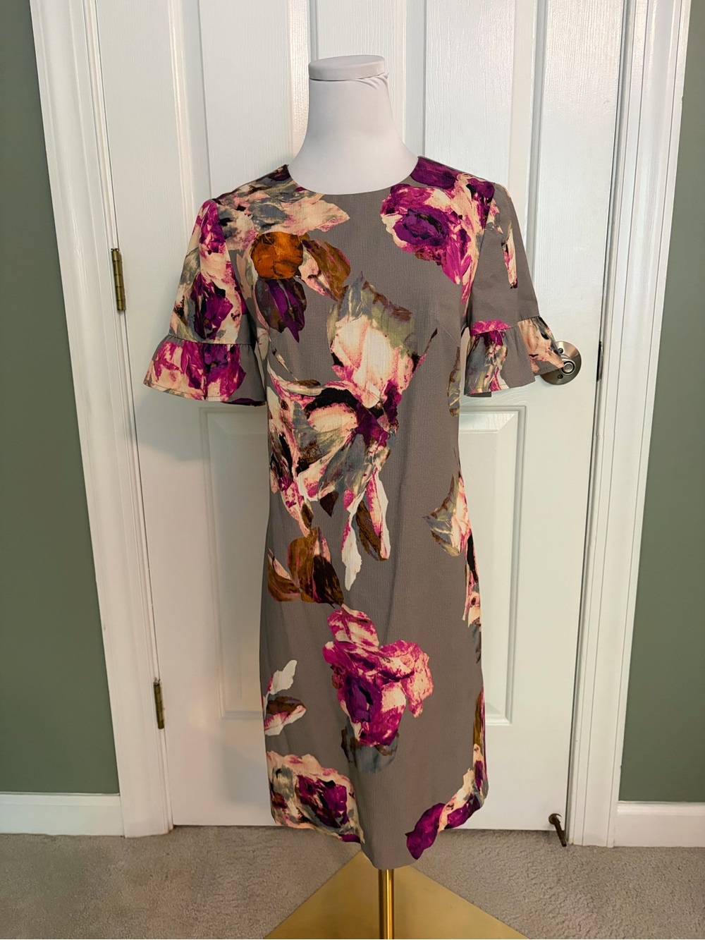 Trina Turk Taupe Floral Dress Size 0